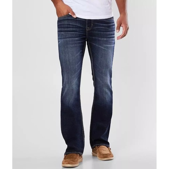BKE Other - BKE Aiden Jeans Mens 28 Dark Wash Blue Boot Leg Bootcut Denim Stretch Whiskering